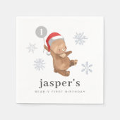 Bear Balloon Weihnachtsmannmütze Serviette (Vorderseite)