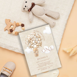 Bear Balloons 1. Geburtstagseinladung Einladung