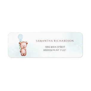 Bear Balloons Baby Dusche Label