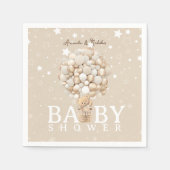 Bear Balloons Baby Dusche Light Brown & Gold Serviette (Vorderseite)