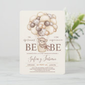 Bear Balloons Baby Dusche Spanische Einladung (Stehend Vorderseite)