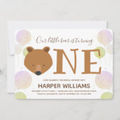 Bear Balloons Baby First Geburtstag Einladung (Vorderseite)