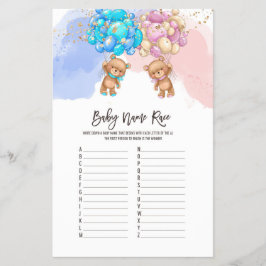 Bear Balloons Baby Name Race ABC Game Flyer