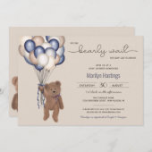 Bear & Balloons Baby Showdusche Invi Einladung (Vorne/Hinten)