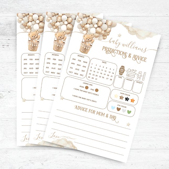 Bear Balloons Baby Shower Vorhersagen Spiel (Von Creator hochgeladen)