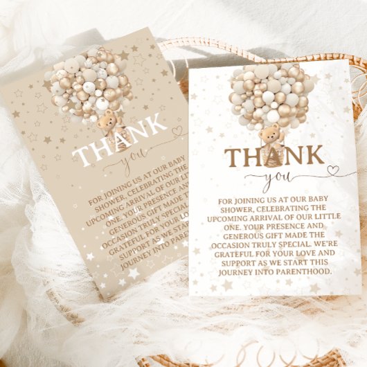 Bear Balloons Babydusche Dankeskarte