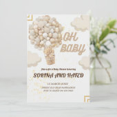 Bear Balloons Babydusche Einladung, Einladung (Stehend Vorderseite)