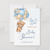 Bear Balloons Babydusche Save the Date (Vorderseite)