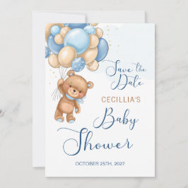 Bear Balloons Babydusche Save the Date Einladung