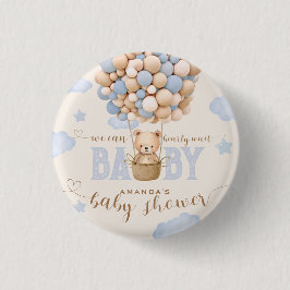 Bear Balloons Bearly Wait Baby Boy Dusche Button