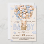Bear Balloons Bearly Wait Baby Boy Dusche Einladung (Vorderseite)