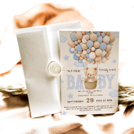 Bear Balloons Bearly Wait Baby Boy Dusche Einladung