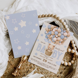 Bear Balloons Bearly Wait Baby Boy Dusche Einladung