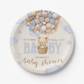 Bear Balloons Bearly Wait Baby Boy Dusche Pappteller (Vorderseite)