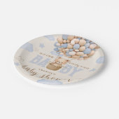 Bear Balloons Bearly Wait Baby Boy Dusche Pappteller (Schrägansicht)