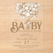 Bear Balloons Bearly Wait Baby Dusche Acryleinladungen (Vorderseite)