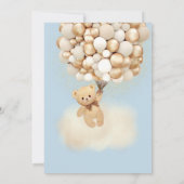 Bear Balloons Bearly Wait Baby Dusche Bright Blue Einladung (Rückseite)