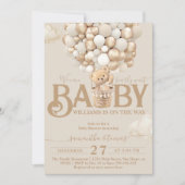 Bear Balloons Bearly Wait Baby Dusche Einladung (Vorderseite)