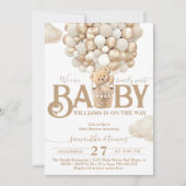 Bear Balloons Bearly Wait Baby Dusche Einladung (Vorderseite)