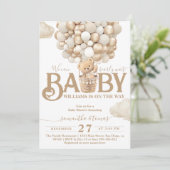 Bear Balloons Bearly Wait Baby Dusche Einladung (Stehend Vorderseite)