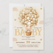 Bear Balloons Bearly Wait Baby Dusche Einladung (Vorderseite)