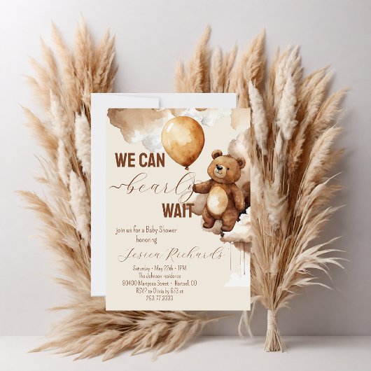 Bear Balloons Bearly Wait Baby Dusche Einladung