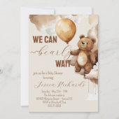 Bear Balloons Bearly Wait Baby Dusche Einladung (Vorderseite)