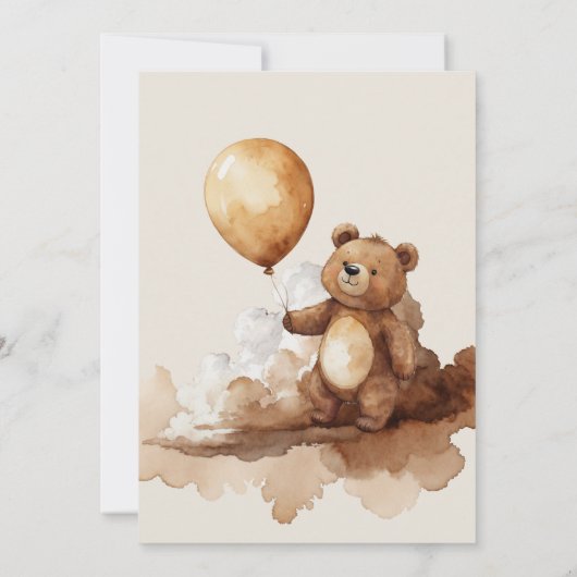 Bear Balloons Bearly Wait Baby Dusche Einladung (Rückseite)
