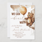 Bear Balloons Bearly Wait Baby Dusche Einladung (Vorderseite)