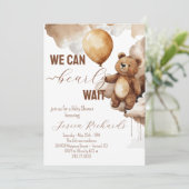 Bear Balloons Bearly Wait Baby Dusche Einladung (Stehend Vorderseite)
