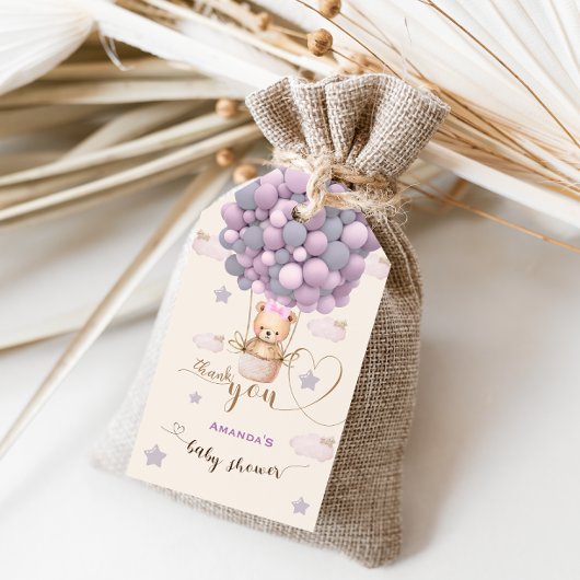 Bear Balloons Bearly Wait Baby Pink Vielen Dank Geschenkanhänger