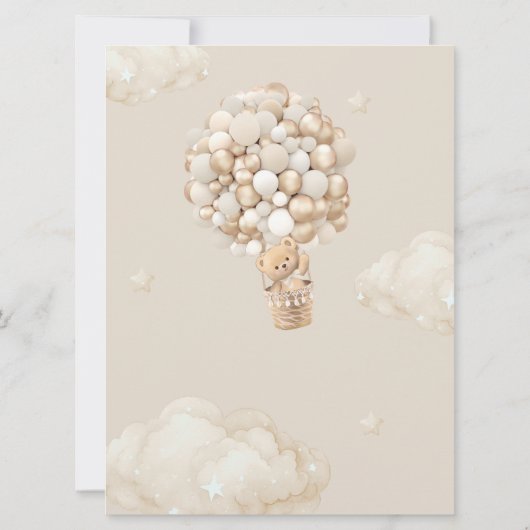 Bear Balloons Bearly Wait Baby Shooting Game Einladung (Rückseite)