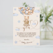 Bear Balloons Bearly Wait Boy Dusche Vielen Dank Dankeskarte (Stehend Vorderseite)