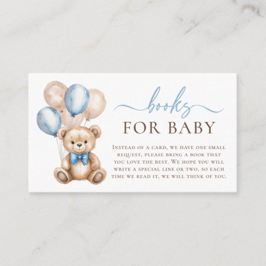 Bear Balloons Blue Baby Boy Duschbücher für Baby Begleitkarte (Vorderseite)