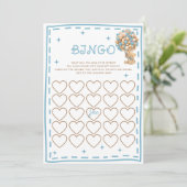 Bear Balloons Blue Modern Bingo Game Card Einladung (Stehend Vorderseite)