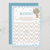 Bear Balloons Blue Modern Bingo Game Card Einladung (Vorne/Hinten)