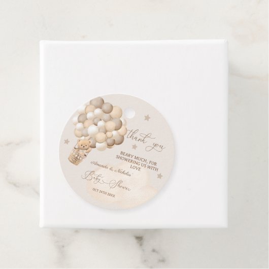Bear Balloons Brown Bearly Wait Baby Dusche Geschenkanhänger (Beispiel)