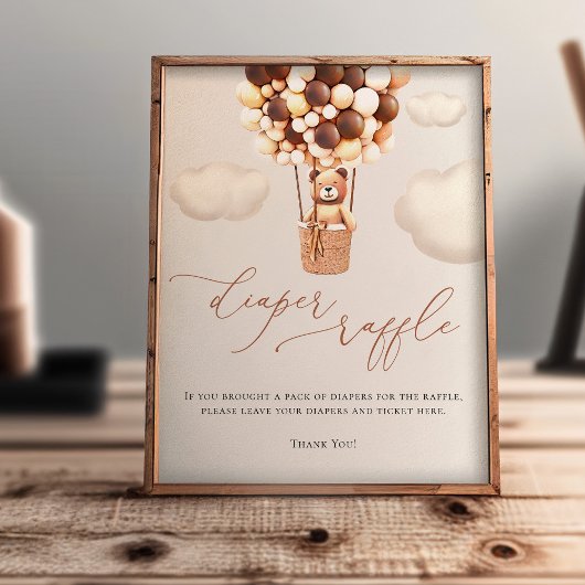 Bear Balloons Diaper Raffelzeichen Fotodruck