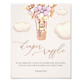 Bear Balloons Diaper Raffelzeichen Fotodruck