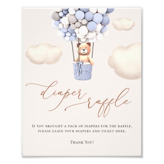 Bear Balloons Diaper Raffelzeichen Fotodruck (Vorne)