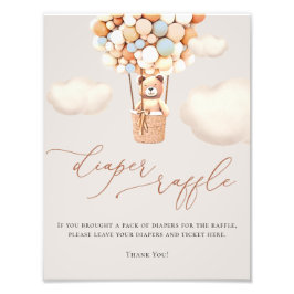 Bear Balloons Diaper Raffelzeichen Fotodruck