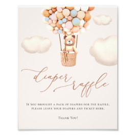 Bear Balloons Diaper Raffelzeichen Fotodruck