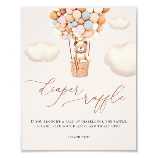 Bear Balloons Diaper Raffelzeichen Fotodruck (Vorne)