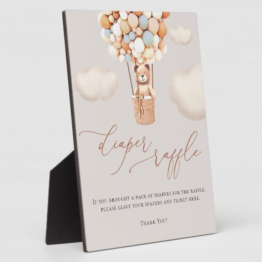 Bear Balloons Diaper Raffelzeichen Fotoplatte (Seite)