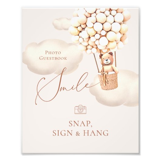 Bear Balloons Foto Gäestbook Snap Hang Sign (Vorne)
