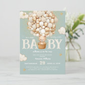 Bear Balloons frühzeitig abwarten Baby Dusche Einladung (Stehend Vorderseite)