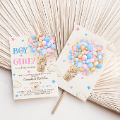 Bear Balloons Gender Reveal Einladung