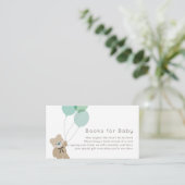 Bear & Balloons Mint Baby Dusche Buchungsanfrage Begleitkarte (Stehend Vorderseite)