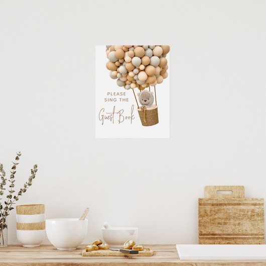 Bear Balloons Modern Baby Showbook Poster (Küche)