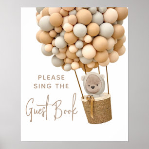 Bear Balloons Modern Baby Showbook Poster